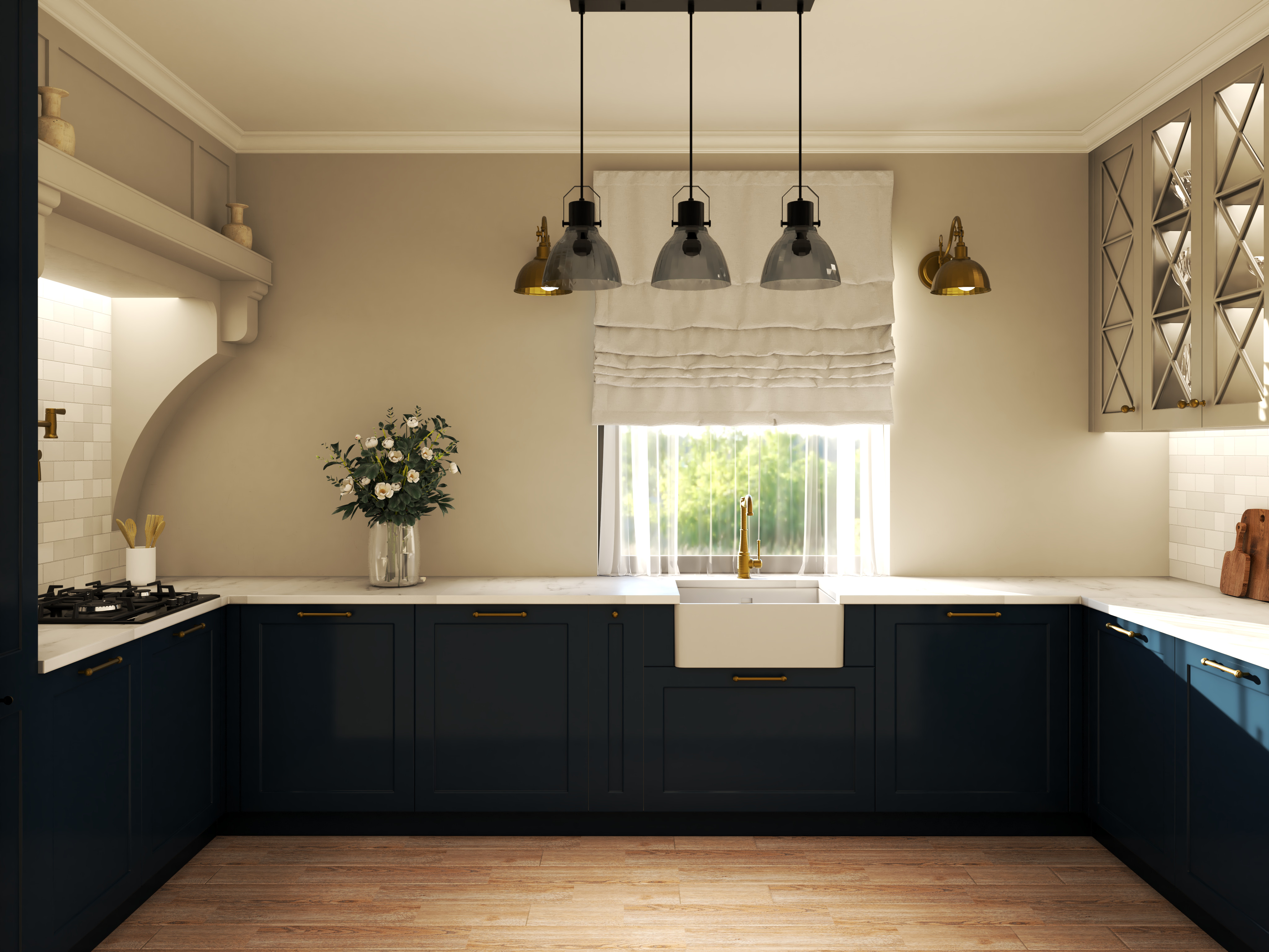 Farm sink under the window