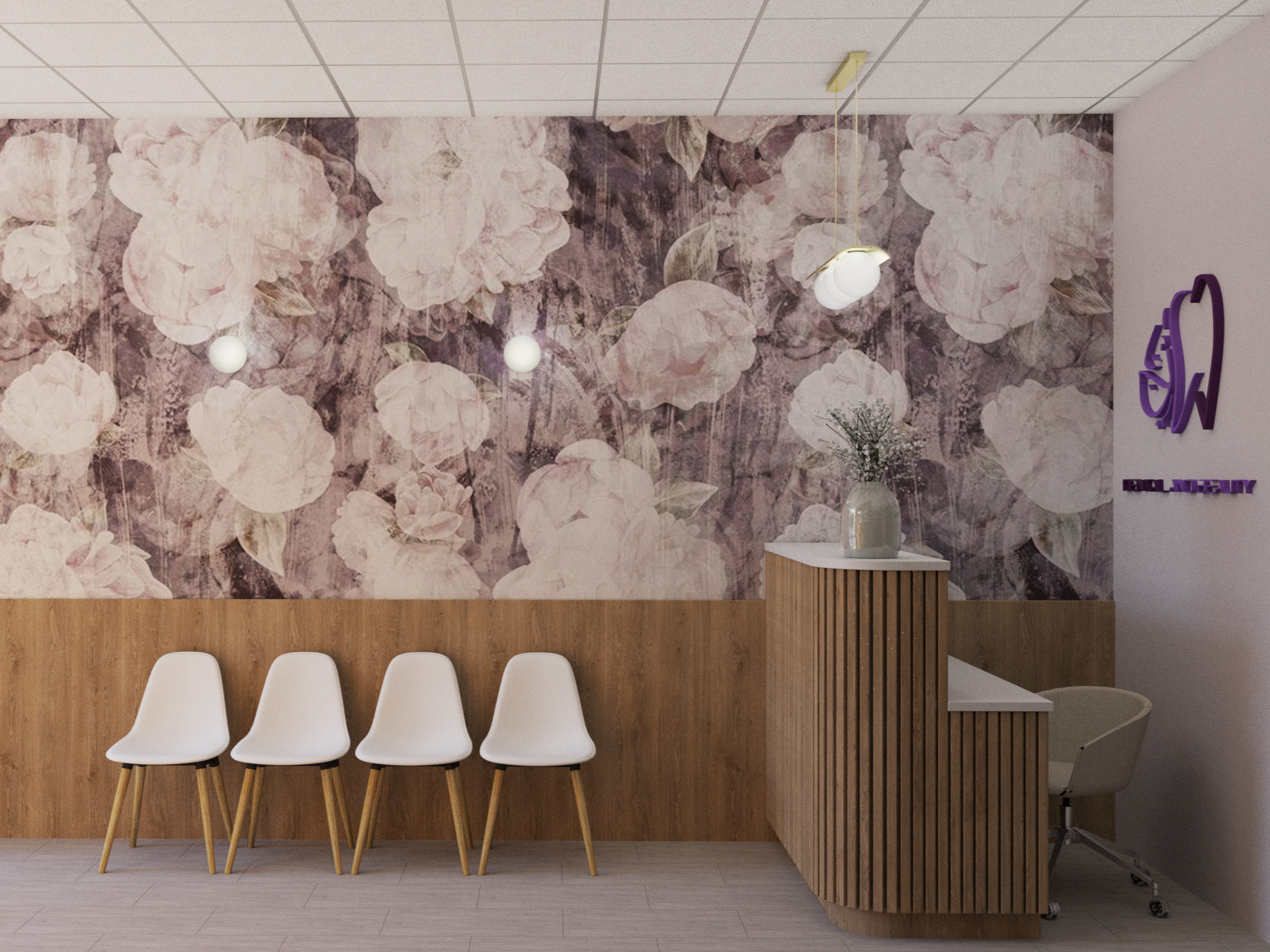 Gabinet stomatologiczny poczekalnia tapeta kwiaty