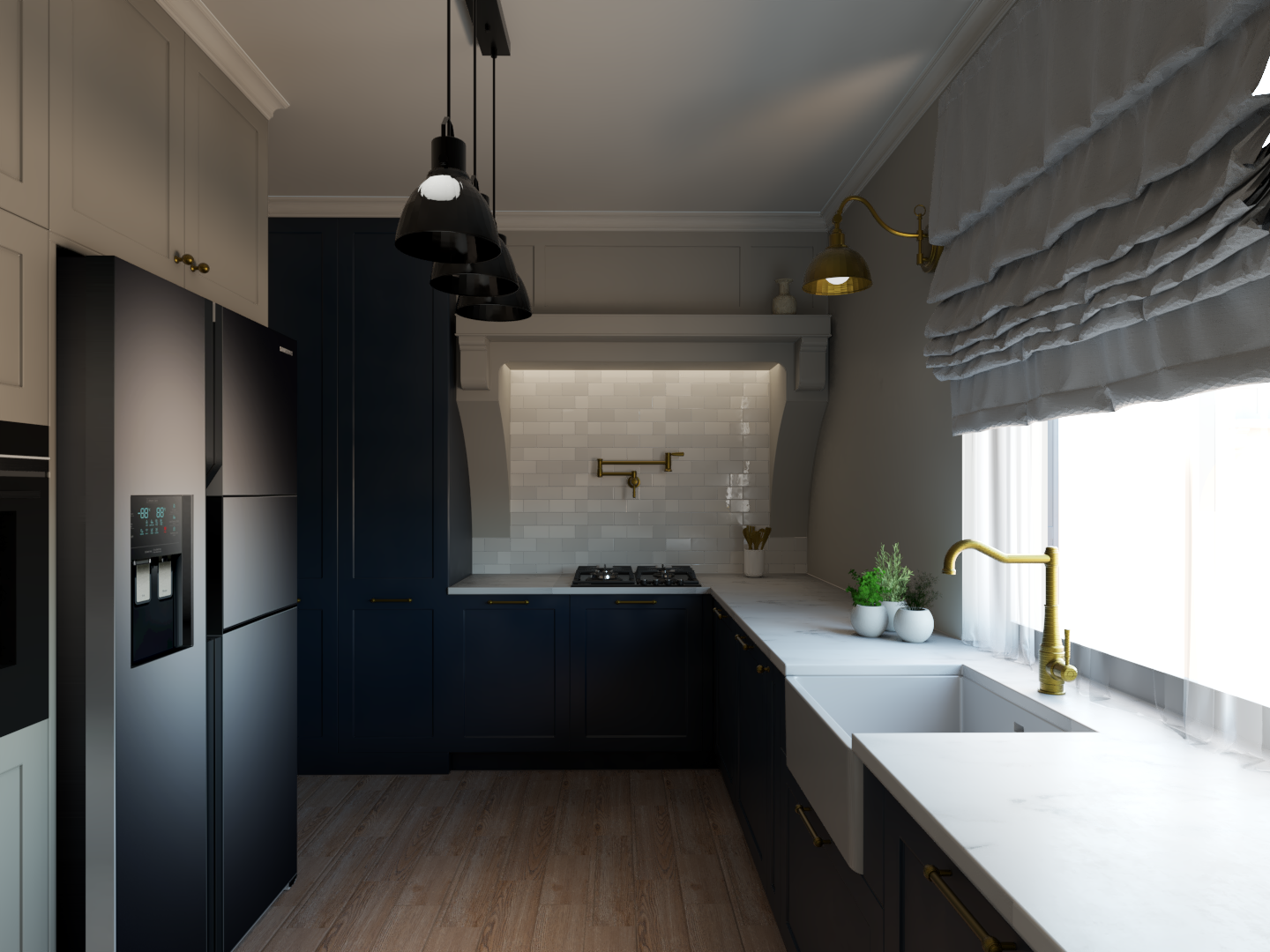 Granatowa kuchnia klasyczna