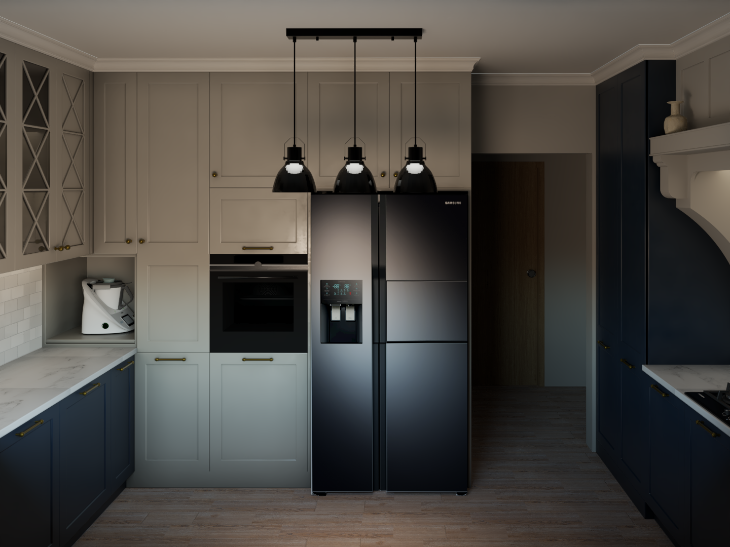 Zabudowa z lodówka side by side